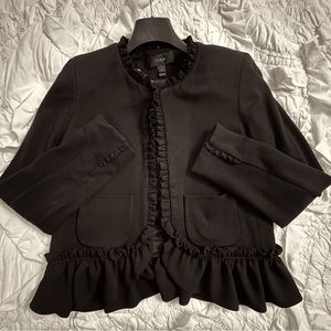 JCrew ruffle blazer size 2.  Black.